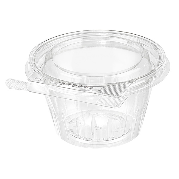 Inline Plastics Safe-T-Fresh Tamper Evident Hinged Cup with Flat Lid